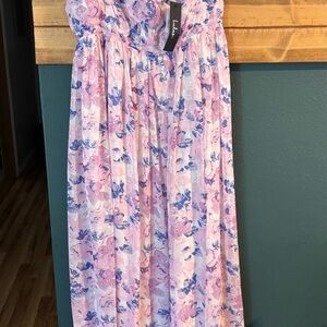 Lulu's Pink and Blue Floral Maxi Dress